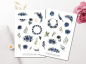 Preview: Blaue Blumen Sticker Set